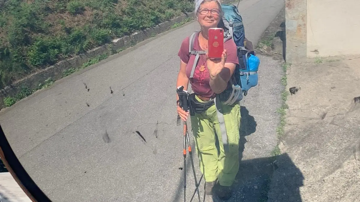 BeLU, peregrina alemana, en un punto del Camino del Norte