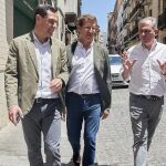 Juanma Moreno, Alberto Núñez Feijóo y José Luis Sanz