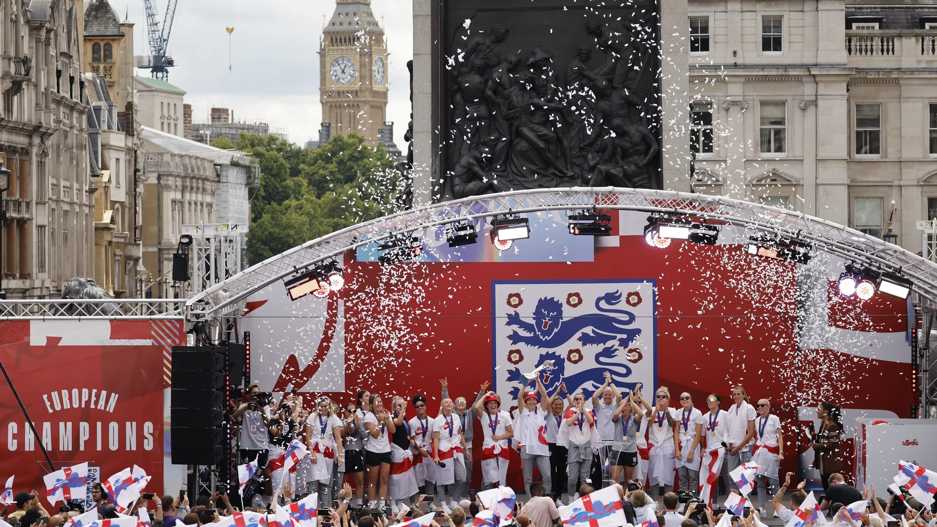 La selección femenina de fútbol de Inglaterra, en la celebración del título de campeonas de Europa