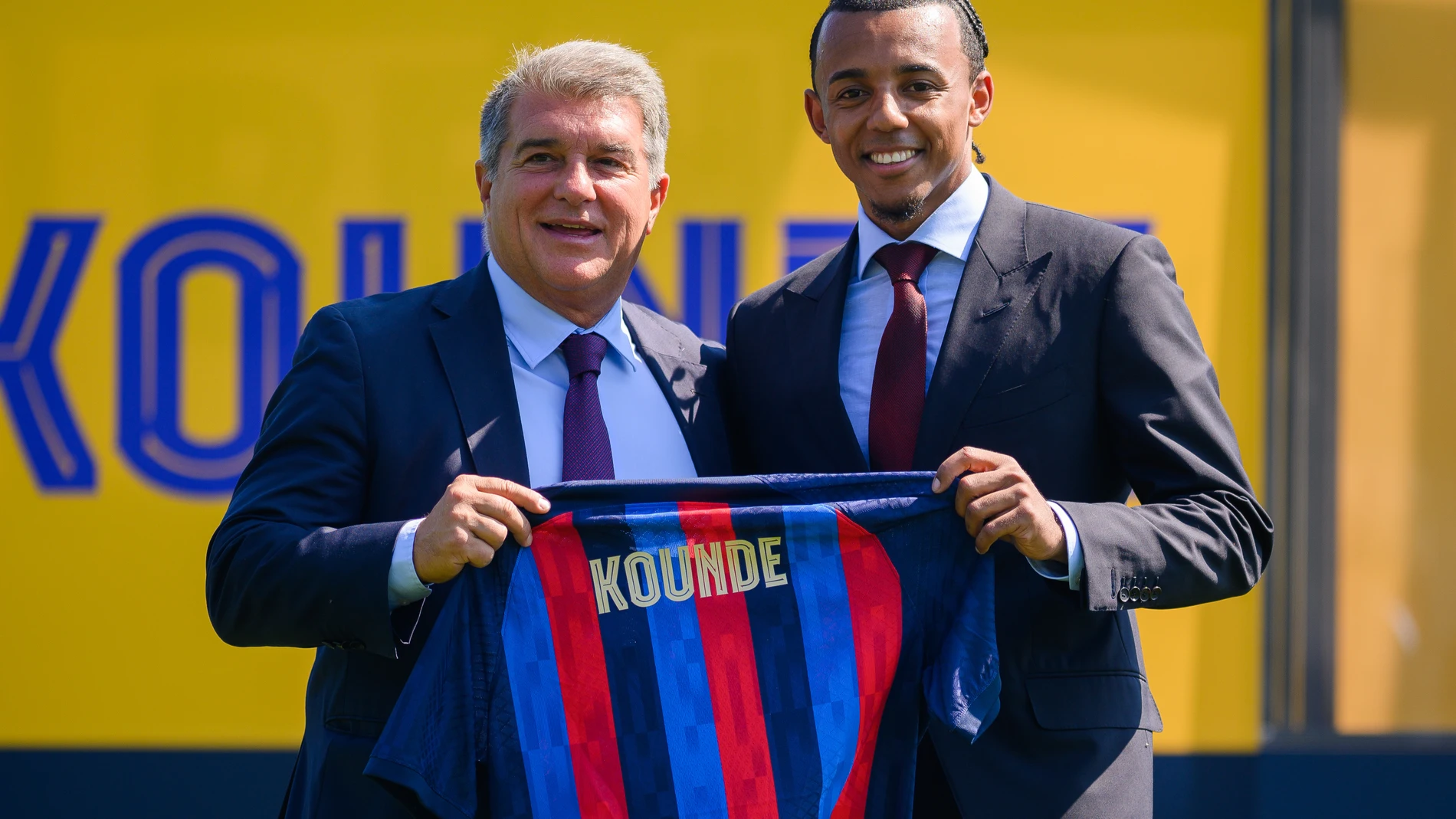 Joan Laporta, en la presentación de Jules Kounde