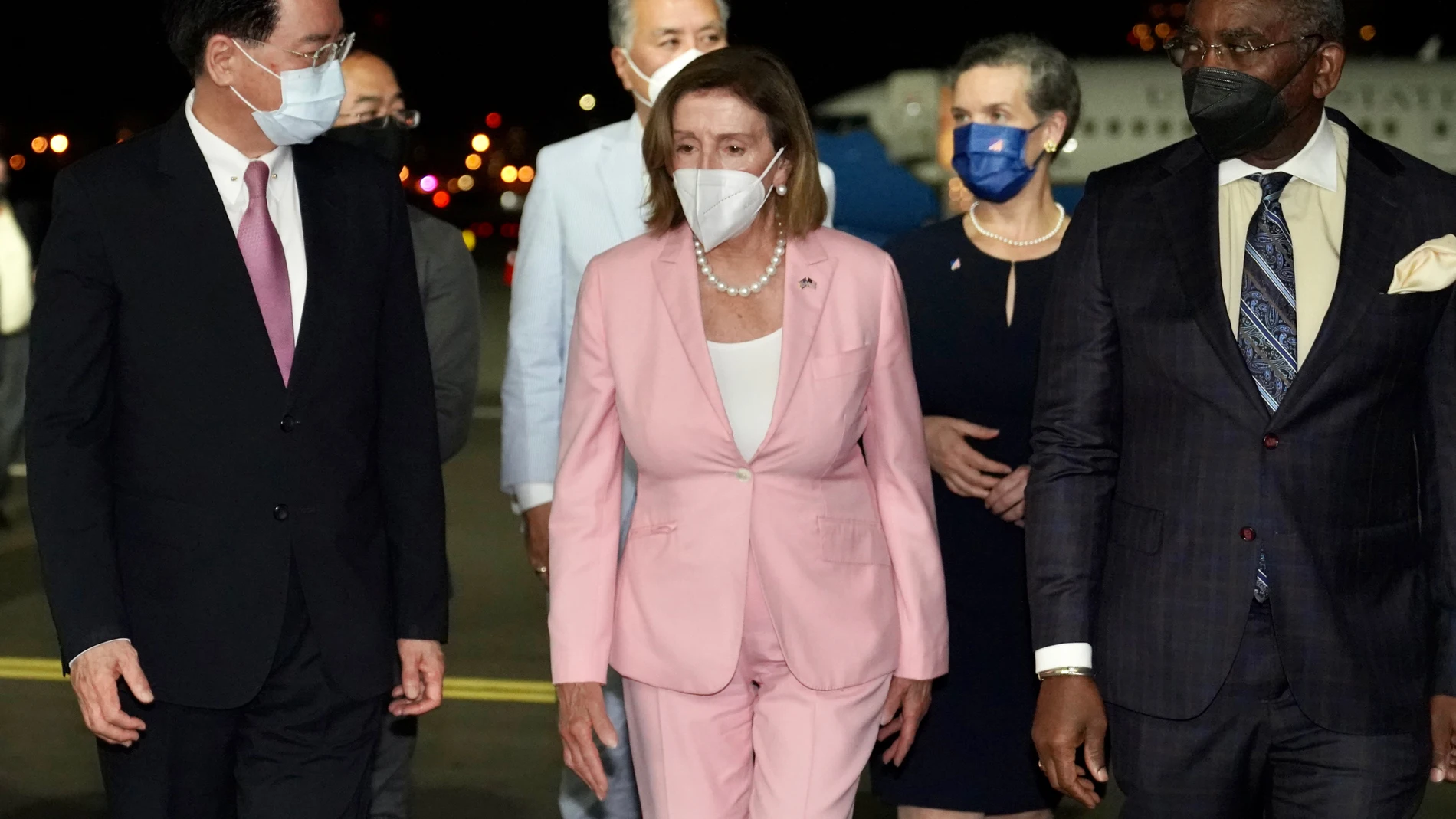 Nancy Pelosi a su llegada a Taiwan