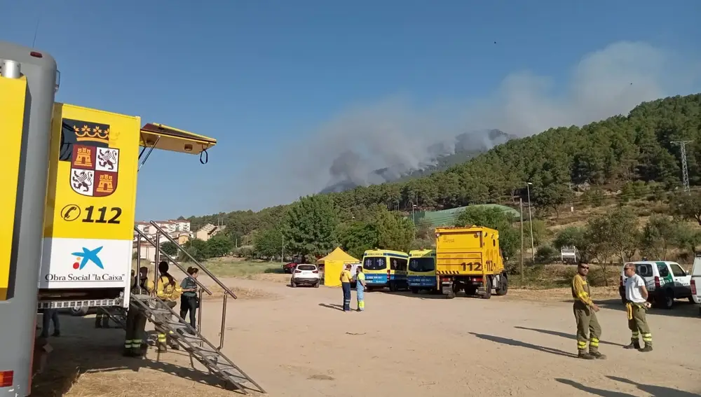 Puesto de Mando del incendio de Santa Cruz del Valle situado en Lanzahíta. JCYL 07/08/2022