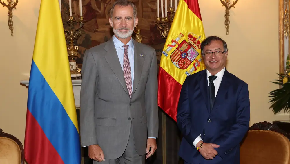 El rey Felipe VI mantiene un encuentro bilateral con el presidente electo de Colombia, Gustavo Petro