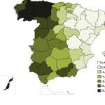 Mapa de España según el número de personas con el primer apellido "Rodríguez" en números absolutos.