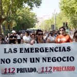Manifestación de trabajadores del 1-1-2 en Valladolid