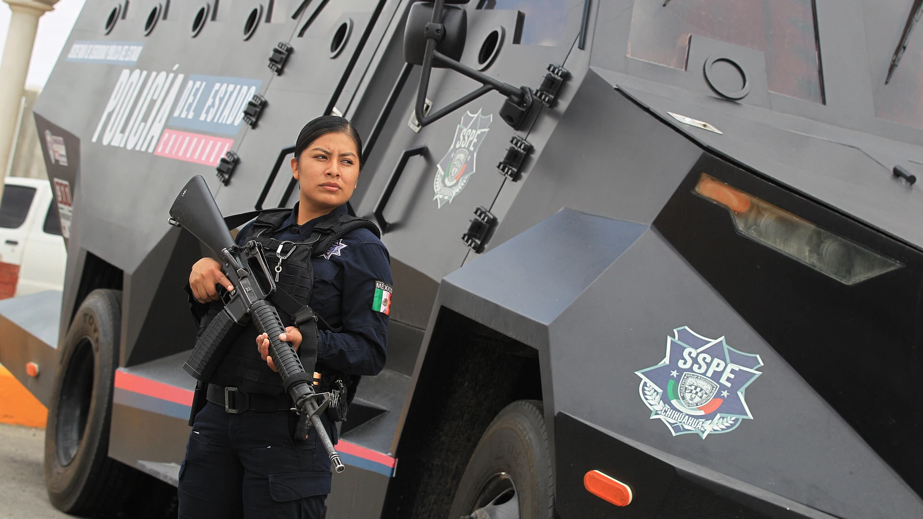 Liliana Moreno Holguín, policía mexicana originaria del pueblo rarámuri, en Ciudad Juárez (México)