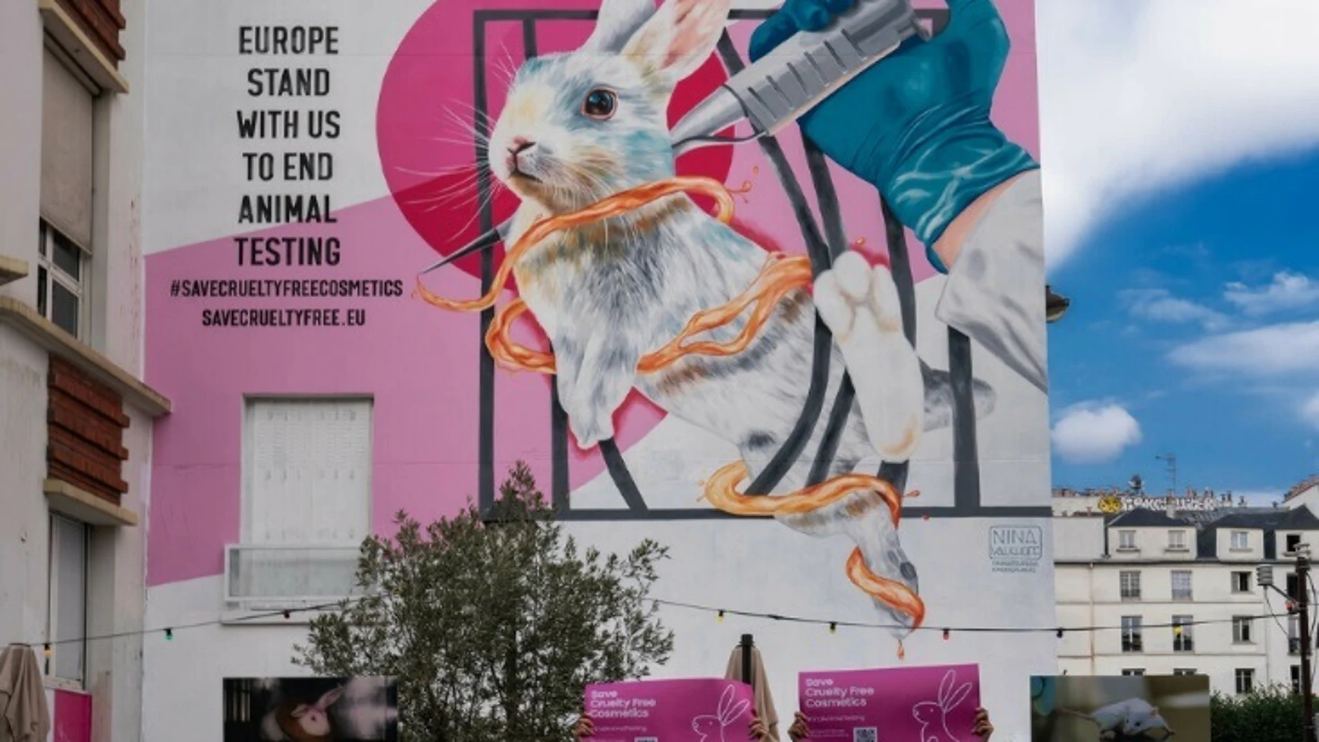 Un mural contra el testeo de cosméticos en animales. DOVE 19/08/2022