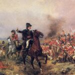 Arthur Wellesley comandando a los británicos en Waterloo, por Robert Alexander Hillingford