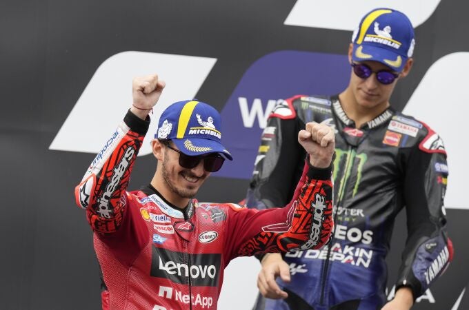 Bagnaia y Quartararo, en el podio tras el Gran Premio de Austria de MotoGP