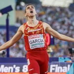 Mariano García, nada más cruzar la línea de meta como campeón de Europa