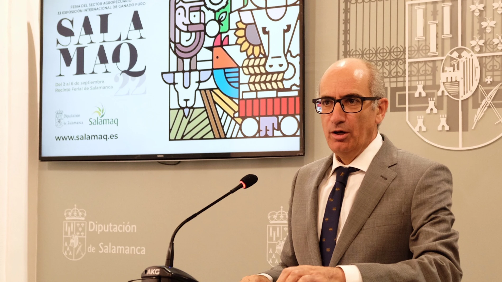 El presidente de la Diputación de Salamanca, Javier Iglesias, presenta la feria agropecuaria 'Salamaq 2022'