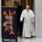 El Papa Francisco hoy en una audiencia en el Vaticano a peregrinos franceses