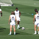Rodrygo Goes, en el último entrenamiento del Real Madrid antes de visitar al Espanyol