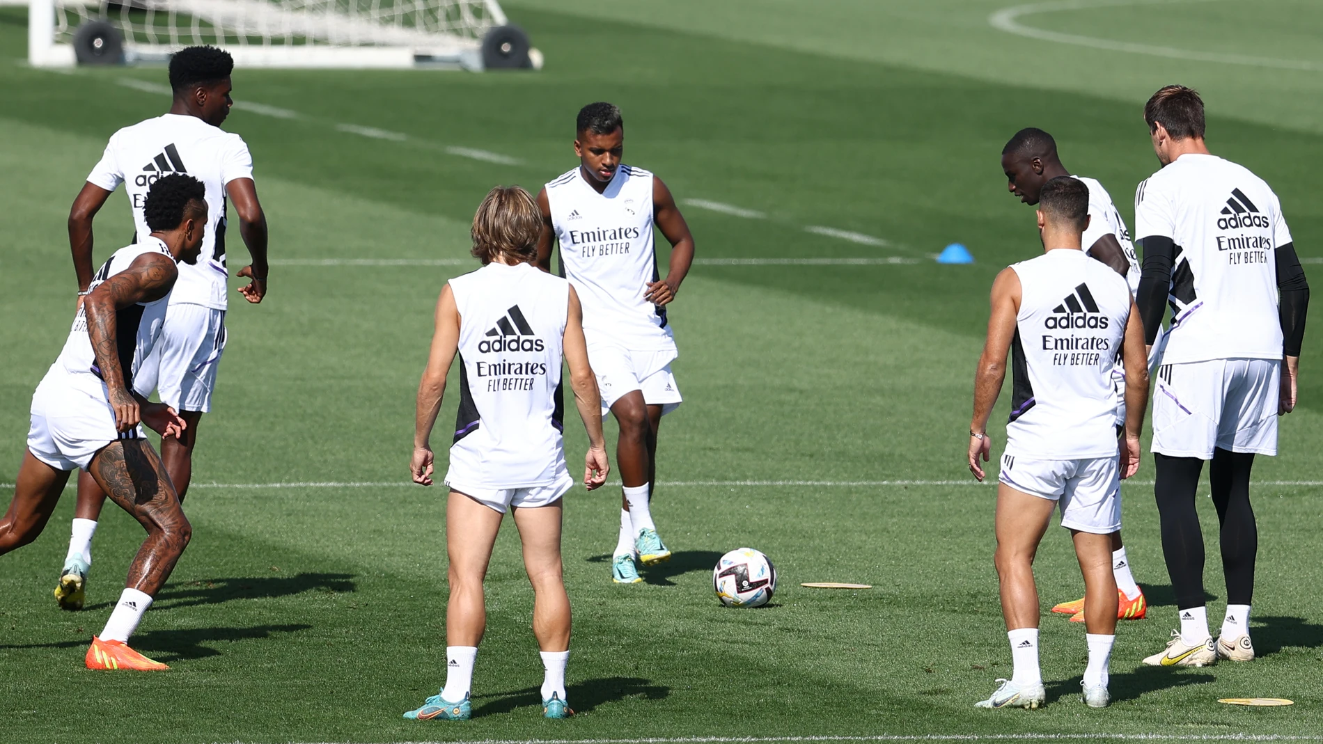 Rodrygo Goes, en el último entrenamiento del Real Madrid antes de visitar al Espanyol