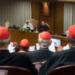 El Papa Francisco, hoy, en la apertura de la cumbre extraordinaria de cardenales