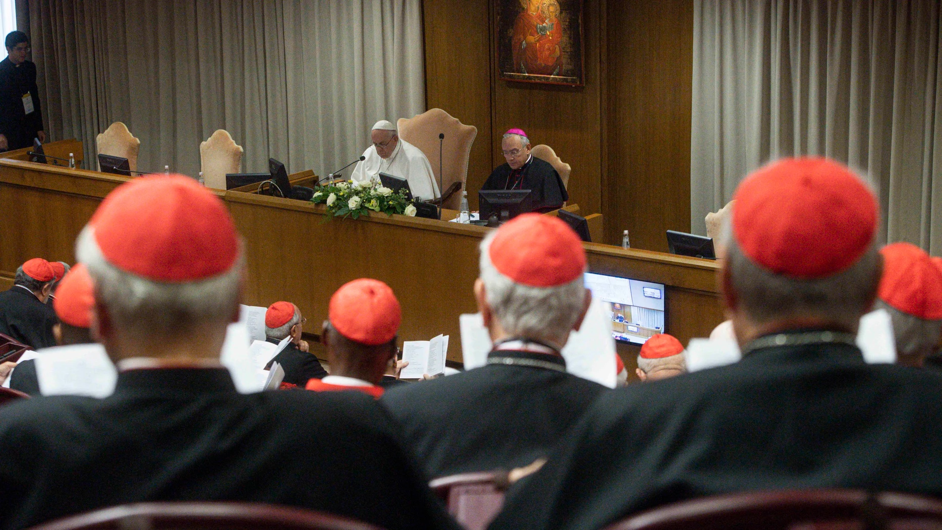El Papa Francisco, hoy, en la apertura de la cumbre extraordinaria de cardenales