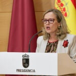 La vicepresidenta primera del Gobierno central y ministra de Asuntos Económicos y Transformación Digital, Nadia Calviño, hoy en Murcia