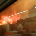 Imagen del incendio de Bejís desde el interior del tren