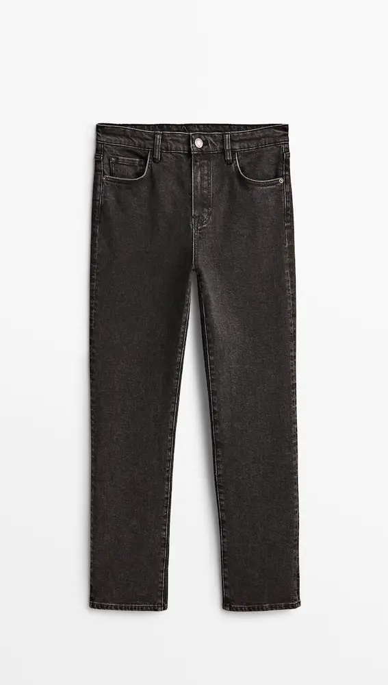 Pantalón vaquero tiro alto tapered fit, de Massimo Dutti
