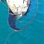 Imágenes de dron del buque OS35 semihundido ante Gibraltar