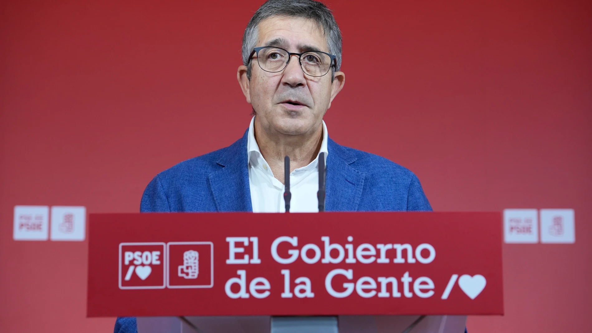 Rueda de prensa de Patxi López en la sede del PSE-EE en Bilbao.