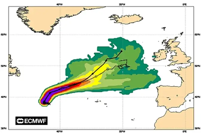 Estas serían las zonas de España afectadas por el huracán Danielle