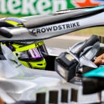 Lewis Hamilton, en su Mercedes