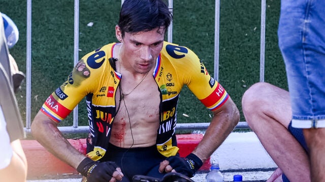 Roglic, al final de la etapa de ayer
