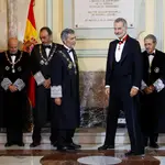 Felipe VI, junto al presidente del Tribunal Supremo y del CGPJ, Carlos Lesmes, en el acto de apertura del nuevo año judicial