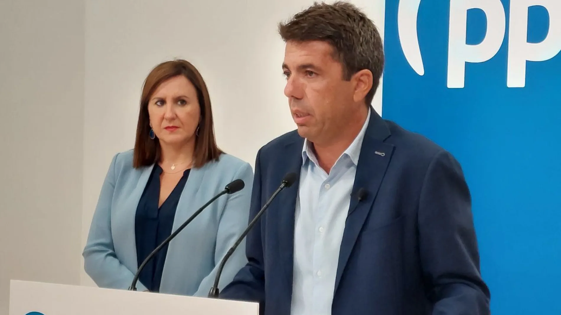 El presidente del PPCV, Carlos Mazón, y la secretaria general, María José Catalá