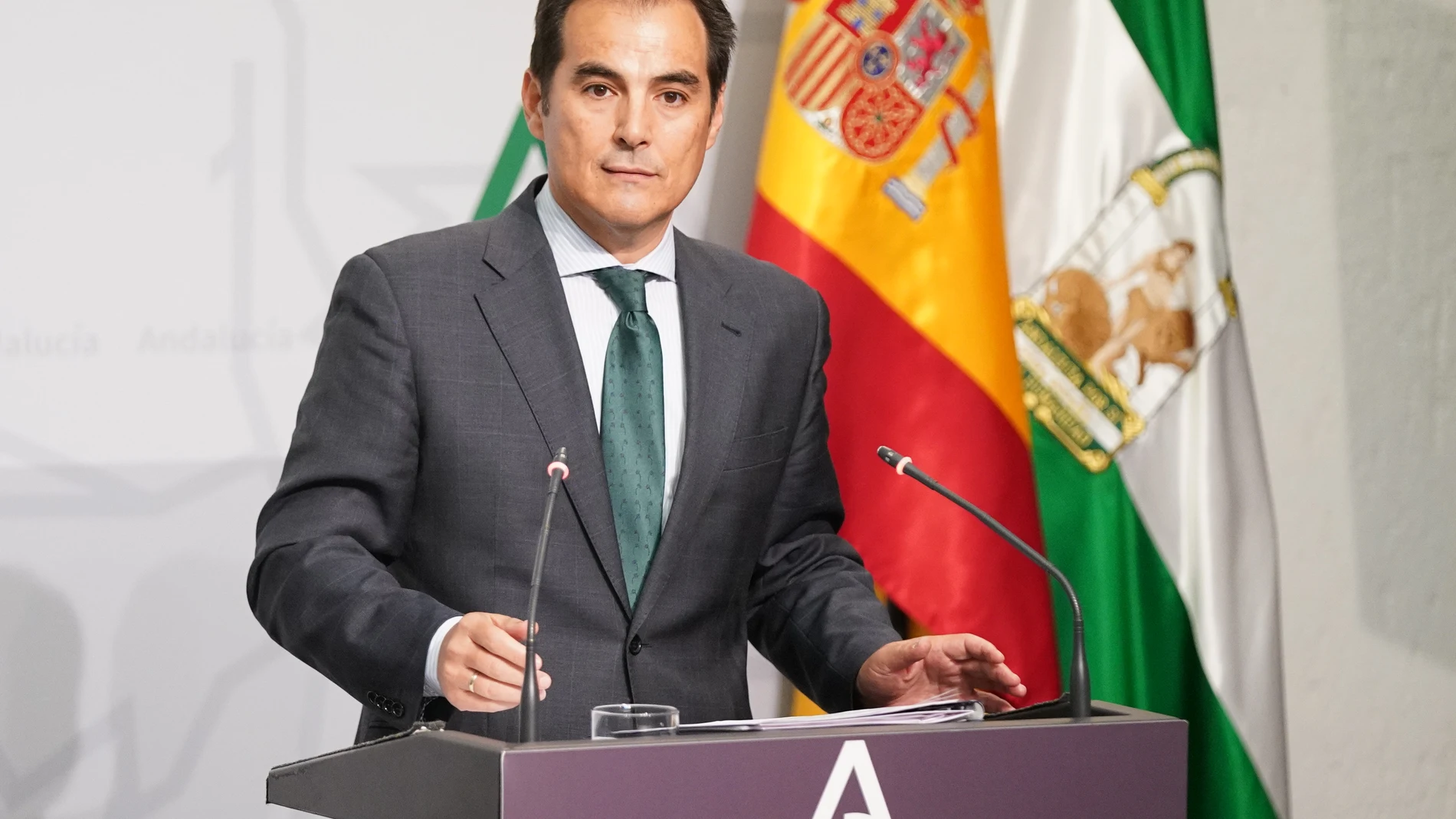 El consejero de Justicia, José Antonio Nieto, durante su comparecencia tras la reunión que el consejo de Gobierno de la Junta. EFE/Junta de Andalucía/ Jesús Morón