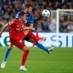 Patrik Schick con el Bayer Leverkusen.