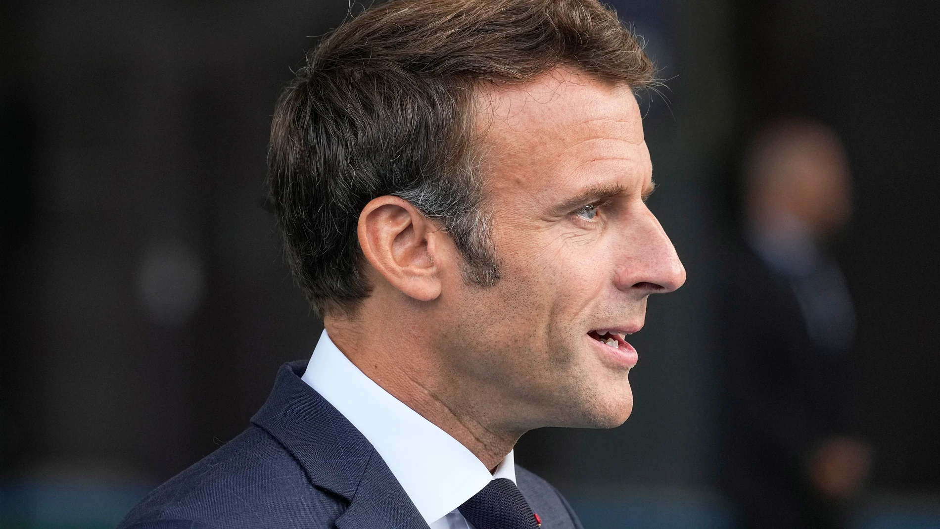 El presidente de Francia, Emmanuel Macron, en Marcoussis