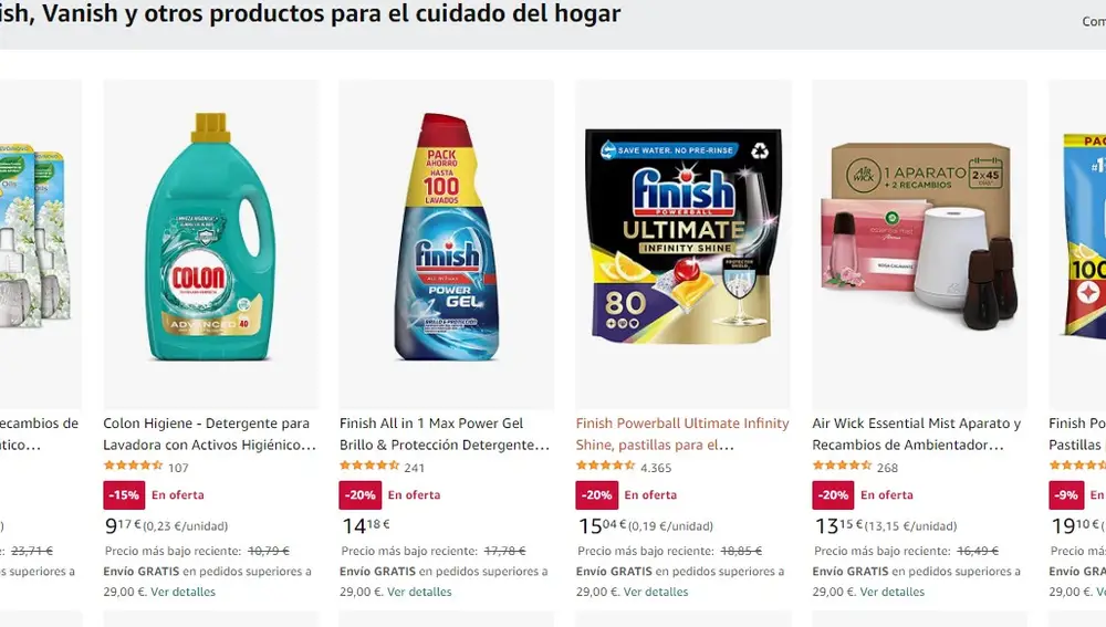 Ofertas en productos de limpieza en Amazon