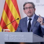 El conseller de Economía de la Generalitat, Jaume Giró durante la rueda de prensa en la que ha anunciado que el Govern ha aprobado este martes el techo de gasto no financiero de la Generalitat para 2023