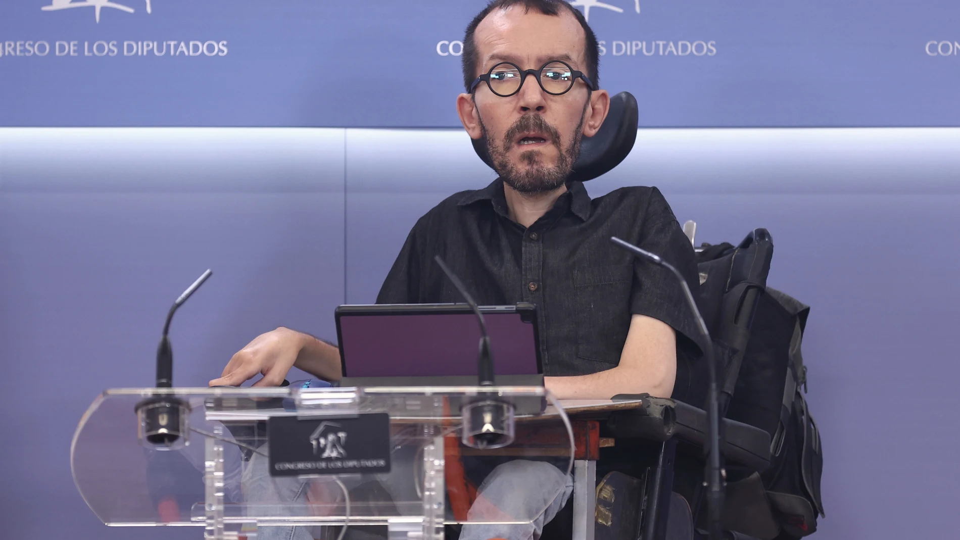 El portavoz de Podemos, Pablo Echenique, en una rueda de prensa en el Congreso de los Diputados . 13 SEPTEMBER 2022;BOARD OF SPOKESPERSONS;CONGRESS;CONGRESS OF DEPUTIES;POLITICIANS Eduardo Parra / Europa Press 13/09/2022