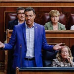 El presidente del Gobierno, Pedro Sánchez, interviene durante una sesión plenaria en el Congreso de los Diputados.