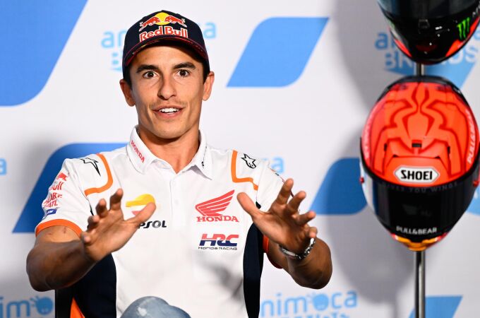Marc, atiende a la prensa en la previa del Gran Premio de Aragón de MotoGP