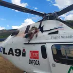 El helicóptero, tras el choque