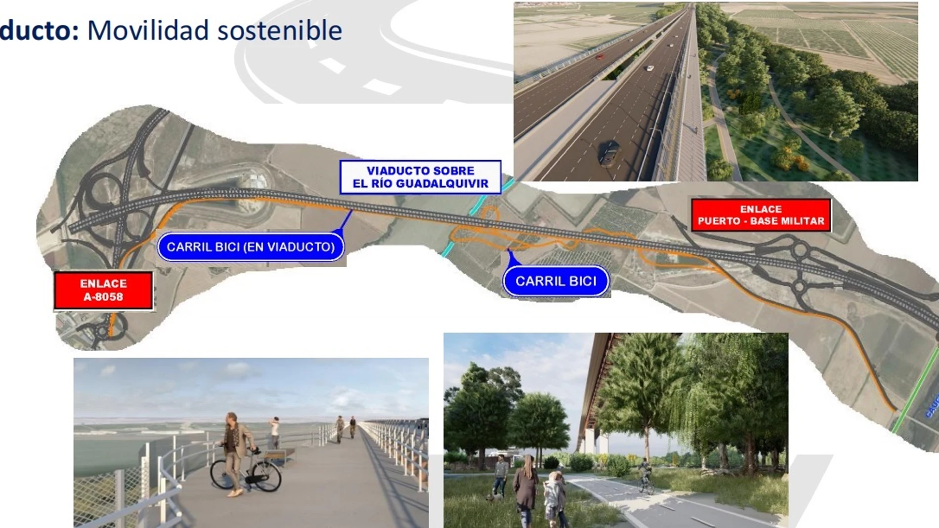 Recreación del puente que propone el Ministerio de Transportes para unir Dos Hermanas y Coria del Río y cerrar así el arco sur de la SE-40. MINISTERIO DE TRANSPORTES