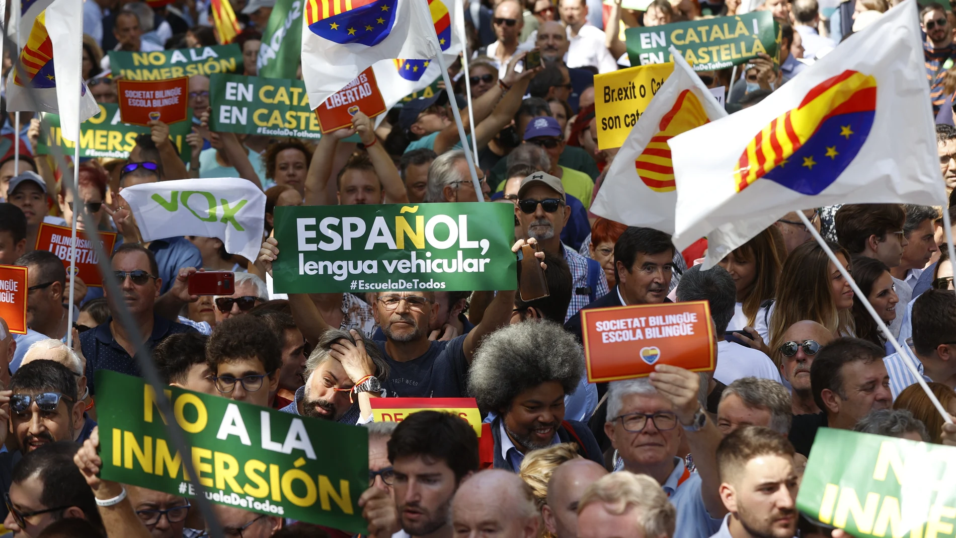 Bajo el lema 'Español, Lengua Vehicular', la plataforma Escuela para Todos convocó en septiembre una manifestación en Barcelona.