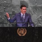 El presidente del Gobierno, Pedro Sánchez, en la Asamblea General de la ONU