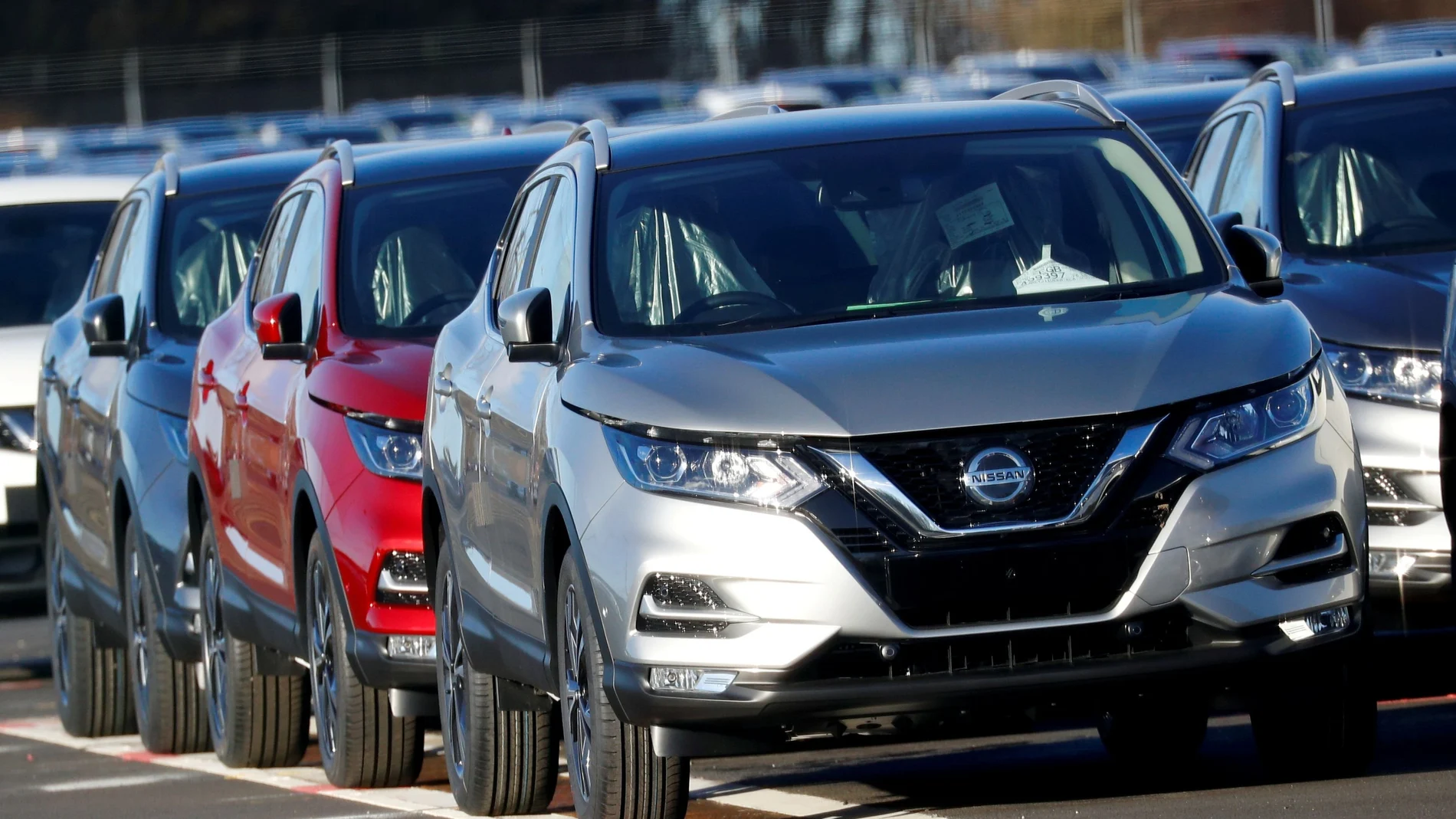 FILE PHOTO: Qashqai cars by Nissan are seen parked at the Nissan car plant in Sunderland