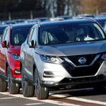 FILE PHOTO: Qashqai cars by Nissan are seen parked at the Nissan car plant in Sunderland