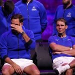 Roger Federer y Rafa Nadal no pueden aguantar las lágrimas en la Laver Cup