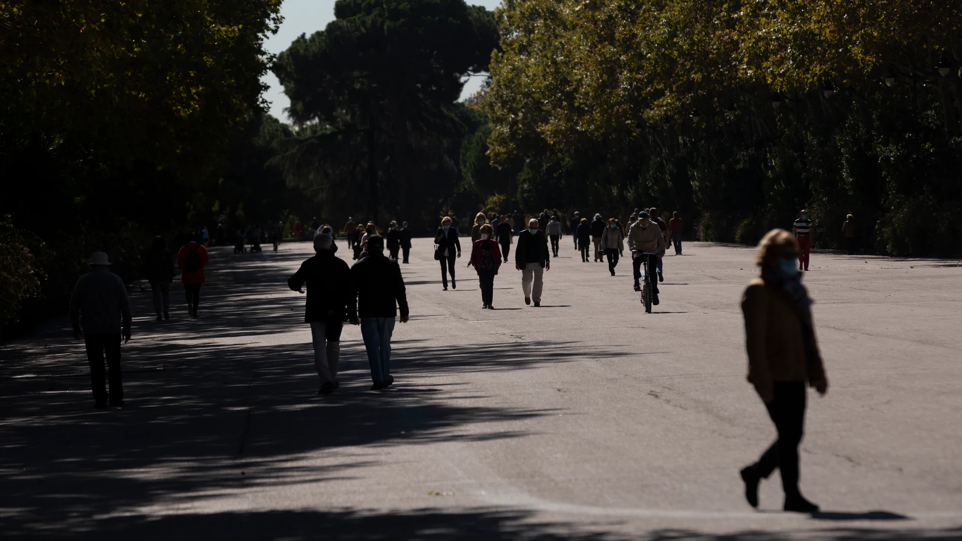 Gente paseando en el parque del Retiro (Madrid)