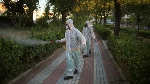 Labores de fumigación con motivo del brote del virus del Nilo
