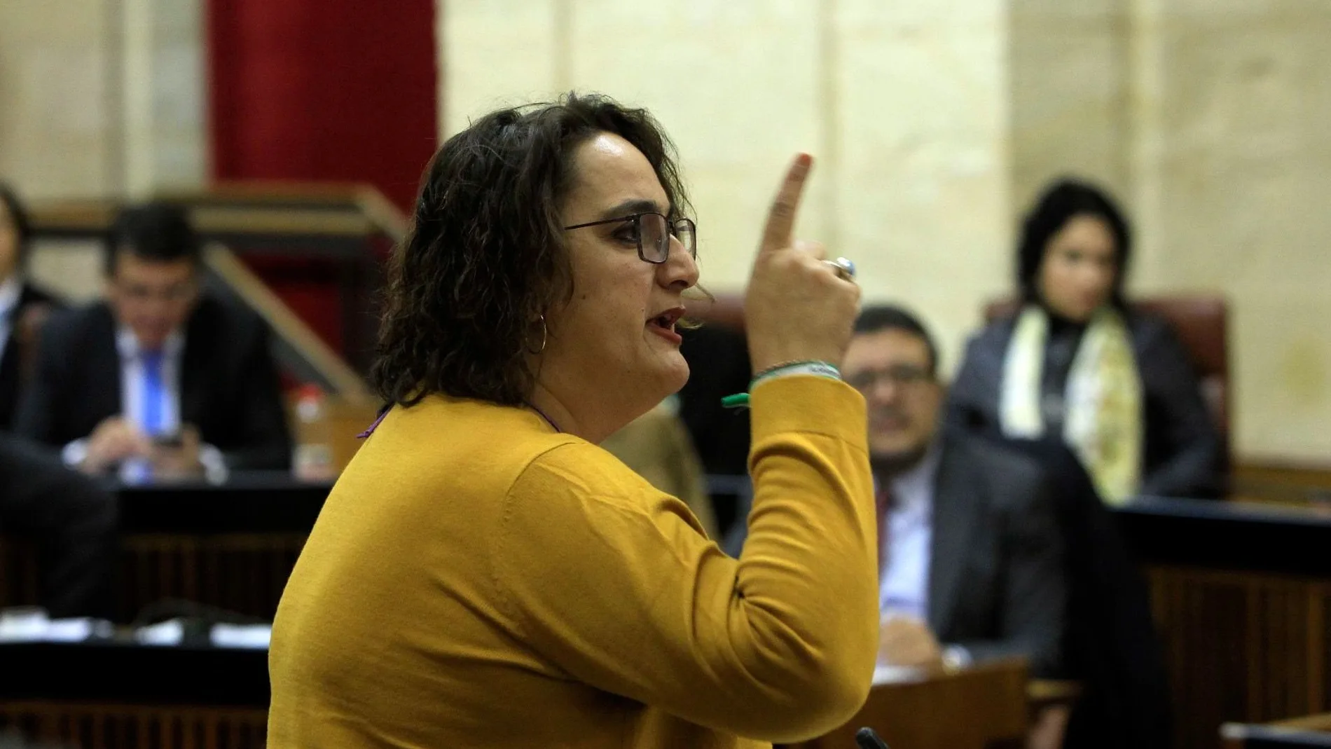 La portavoz adjunta del Grupo Parlamentario de Adelante Andalucía, Ángela Aguilera