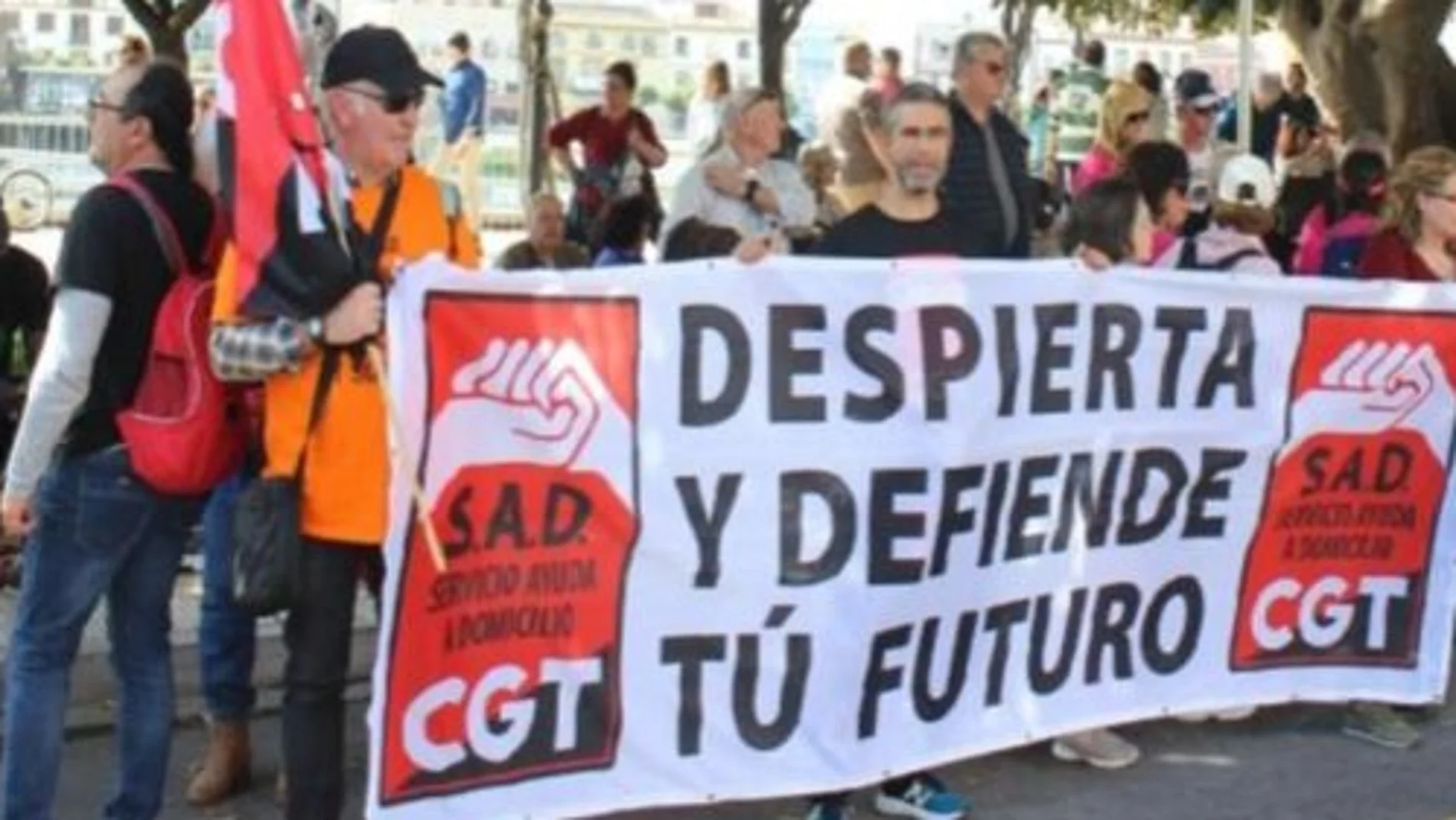 Una protesta de miembros del sindicato CGT