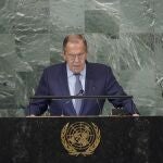 El jefe de la Asamblea General de la ONU, Sergei Lavrov, se dirige a la Asamblea General de la ONU